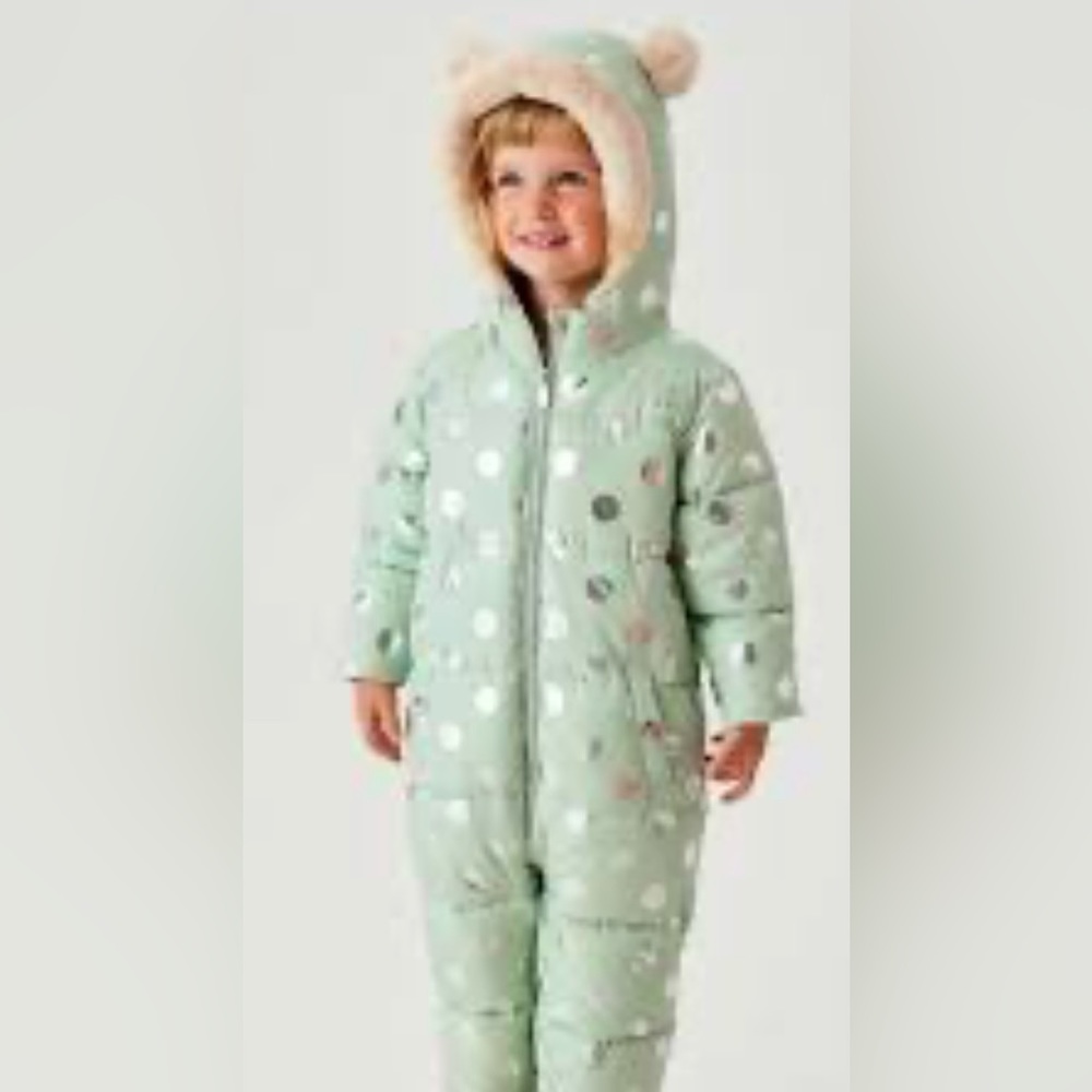 NWT Liv & Lottie Polka Dot Hooded Snowsuit with Ears